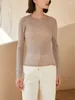 Kvinnors tröjor stickad tröja för kvinnor 2024 Fall Wool Blend Round-Neck Thin Slim Casual Long Sleeve Pullover