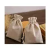 Natural Linen Gift Drawstring Pouches 8x11cm 9x12cm 10x15cm Pack med 50 Party Sack Soap Makeup Jewelry Gift Packaging Väskor Zwokb256K