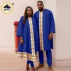 Abbigliamento etnico Coppie africane Vestiti per la matematica Bazin Riche Jacquard Uomo Top lungo e pantaloni Set Kaftan Dashiki Abiti maxi larghi da donna