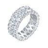 Bagues de mariage en diamant Moissanite pour femmes et hommes, incrustation de Zircon CZ, bagues de fiançailles pour amoureux, cadeaux de fête, bijoux fins