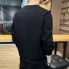 Vestes pour hommes pull hommes coton à manches longues hommes col rond T-shirt hommes sous-couche mode coréenne décontracté vêtements pour hommes L240129