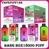 Bang King 18000 Puffs E-Zigaretten Puff 18K 15K 12K Einweg-Vape Bobina de Malha Dupla wiederaufladbare Vapers Tela Inteligente 0% 2% 3% 5% Vapes