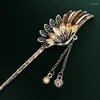 Hair Clips Morkopela Charm Feather Stick Jewelry Vintage Crystal Clip Vinatge Women Bronze Pins