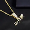 Colares Pingente Iced Out Hip Hop Colar Masculino Letra Strass e 4mm de Largura Falso Massa Frita Torções Versáteis Jóias