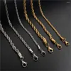 Kettingen Bwise 2 mm-7 mm touw ketting ketting roestvrij staal nooit vervagen waterdichte choker mannen vrouwen sieraden zilveren kleur cadeau