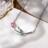 Ketten Luxus Französisch Kupfer Öl Tulpe Süße Schlüsselbein Kette Koreanische Stil Choker Frauen Halskette Mode Schmuck