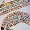 Vvs Moissanite Diamond 15mm Gold Plated Two Tone Color 3 in 1 Cuban Link Chains for Men