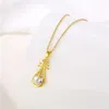 Pendentif Colliers Mode Lute Instrument Collier Zircon Chaîne en acier inoxydable Cadeaux pour femmes Filles Accessoires de fête quotidienne