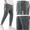 Jeans para hombres Moda para hombre Baggy Cordón Cintura Streetwear Elástico Puño Kpop Ropa Casual Pierna ancha Harajuku Ropa masculina