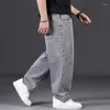 Mannen Jeans Mannen Plus Size Denim Broek Losse Casual Elasticiteit Taille Rechte Broek 2024 Herfst Winter Grote 48 50