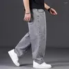 Jeans da uomo Uomo Taglie forti Pantaloni in denim Allentati Casual Elasticità Vita Pantaloni dritti 2024 Autunno Inverno Grande 48 50