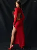 Casual Dresses Townlike Slim Bodycon Bow Christmas Dress 2024 Autumn Winter Elegant Maxi Long Backless High Split Sexy Party