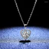 Pendentif Colliers Véritable Moissanite Diamant Collier 1ct D Couleur 925 Sterling Argent Coeur Bijoux De Mariage Pour Les Femmes PE017Pendant191Q