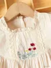 Girl's Dresses Girls Casual Embroidered Floral Dress Little Girls Fashion Birthday Gift Princess Dress Kids Pure Cotton Puffy Sleeve Clothes