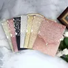 10st Glitter Paper Wedding Invitations Card Lace Diamond Custom Pocket Hälsning Birthday Mariage Favor Decoration 240118