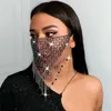 2020 Rhinestone Tassel Splicing Jewelry Mask Fashion Sexy Glitter Women Diamond Crytal Facemask Party Show Mouth Mask Wedding Q081300i