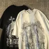 女性の印刷アメリカンレトロクロスウィング半袖Tシャツの男性夏のシックコットンY2Kトップスストリートウェアグラフィックティー240119