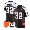 Masculino Cleveland''Browns''Active Jogador Personalizado Kareem Hunt Myles Garrett Brown/White 2023 F.U.S.E.Com camisetas costuradas Jim Brown Memorial Vapor Untouchable Limited