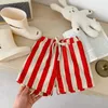 Shorts Boys Striped Beach Cotton Short Pants Children Girl Fashion Trousers Baby Loose Patchwork High Quality