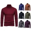 New Men's High Necked Plush Solid Color Base Sweater For Spring And Autumn Season, European Basic Style Pullover Hoodie