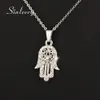 Sinleery Classic Hand of Fatima Hamsa Naszyjnik Wisiorki Srebrny kolor łańcucha Choker Palm Oświadczenie dla kobiet XL681 SSF12921