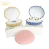 Anneaux 10 pièces/lot forme de coquille belle boîte de bague de fiançailles de mariage en velours pour boucles d'oreilles collier Bracelet bijoux affichage support de boîte cadeau