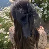 Fairy mesh large bow headdress with ribbons, super fairy princess cute back spoon spring clip, college style hair clip