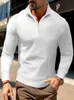 Mode Herbst Winter Herren Langarm Poloshirt Casual Plaid T-Shirt Waffel Antifalten Mode Herren 240119