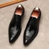 Men Derby Dress Genuine Leather Handmade Pointed Tip Lace Up Business Office Wedding Party Suit Formal Oxford Shoes