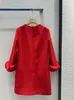 VA1ENT! Geen damesjurk 2024 Vroege lente Dames designer Designer Jurken Luxury merk Rose Sleeve kleding voor dames sexy verjaardagjurken rode jurk