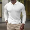 T-shirts pour hommes hommes bouton revers cou à manches longues hauts Sport Muscle T-Shirt chemisier T-Shirt hommes décontracté doux confort vêtements