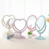 Mirrors 2 Sides Heartshaped Makeup Mirror Rotatable Stand Table Compact Mirror Dresser 21x26cm 4 Color