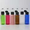 50 x 50 ml Reise-PET-Kunststoff-Cremeflasche mit weiß-schwarzem, durchsichtigem Flip-Top-Kappen-Einsatz-Set, 5/3 Unzen kosmetische Shampoo-Behälter, kostenloser Versand Jmpp