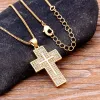 Top Quality Cubic Zirconia 14K Yellow Gold Cross Pendant Choker Chain Necklace Men Women Hip-Hop Jewelry Fashion Golden G 40