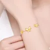 Colares moda real 24k puro ouro cor borboleta pingente colar pulseira para mulheres noiva 45cm correntes pulseiras conjunto de jóias finas presente