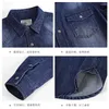 Men's Casual Shirts Oversized 4XL Spring Autumn Denim Shirt Cotton Solid Long Sleeve Polo Brand Cardigan Business