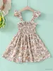 Mädchen Kleider Kind Mädchen Kleid Mode Rüschen Schlinge Blumen Kleider Kleidung Taille Rückzug Sommer Strand Tragen Kleidung für Kinder Mädchen 1-6 Jahre