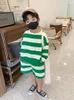 Clothing Sets 1-8Y Baby Girl Boy Cotton Stripe Clothes Set Casual Sweater Shorts 2pcs Infant Toddler Child Tracksuit Spring Fall Summer