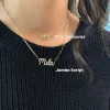 Necklace Stainless Steel Custom Script Necklace Diamond With Paperclip Link Chain Personalise Crystal Name Pendant Exquisite Jewelry Gift