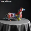 Yuryfvna nordisk målning graffiti Dachshund Sculpture figurkonst elefant staty kreativ harts hantverk hem dekoration 201210292p