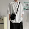 メンズカジュアルシャツ夏の半袖シャツメンズサイズの黒い白いストリートウェア韓国ルーズプルオーバーメンズアイスシルクM-2xl