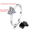 حلقات Smyoue White Gold 0.5ct 5mm القلب Cut Moissanite Ring for Women S925 Solid Silver Lab Diamond Band Luxury Jewelry Gra