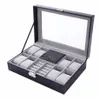 Watch Boxes & Cases Box 8 3 Mixed Grids 30 20 8cm Leather Suede Inside Word Buckle Storage Jewelry Ring Display Mens Case Top 12668