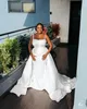 2024 Arabski Aso Ebi Ebi Plus Size Biała suknia ślubna Kościa Odłączona pociąg satynowa suknie ślubne sukienki ZJ104