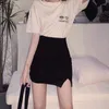 Skirts Fashion Women's High Waist Black Skirt Sexy Slim Split Girls Party Club Clothing Mini