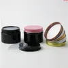 120 g schwarzes PET-Creme-Make-up-Glas mit Metalldeckeln, 4-Unzen-Flasche, schwarzes Aluminium, silbergoldene rosa Deckel und Innenpolster, 20 Stück, hohe Qualität Ipcqh