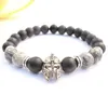 Bracelet jaspe carte pour hommes, bijoux de casque de guerrier, Onyx noir mat, Bracelet spartiate, gladiateur, MG0779, 246B