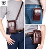 BULLCAPTAIN Genuine Leather Mens Waist Packs Phone Pouch Bags Waist Bag Male Small Chest Shoulder Belt Bag Small Waist Packs 240126