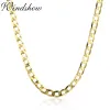 Halskette 45cm80cm 4mm Licht 925 Sterling Silber W/Gold Farbe Panzerkette Link Halsketten Frauen Männer Schmuck Collares Kolye Collier Halskette