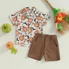 Clothing Sets FOCUSNORM 1-6Y Toddler KidsBoys Halloween Clothes 2pcs Short Sleeve Pumpkin Print Shirt Solid Shorts